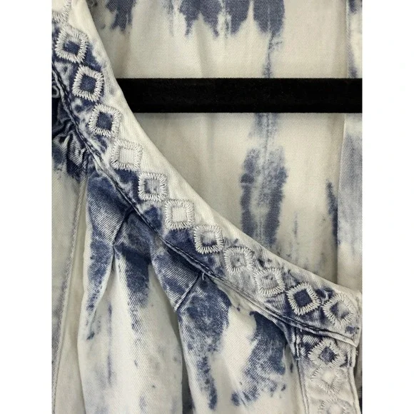 Vintage America Loose White/Blue Tie Dye Blouse Size XL - Picture 3 of 10
